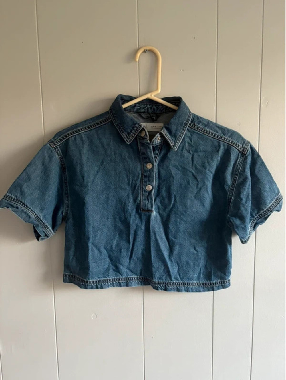 ZARA Girls Denim Crop Button Shirt 9/10yrs